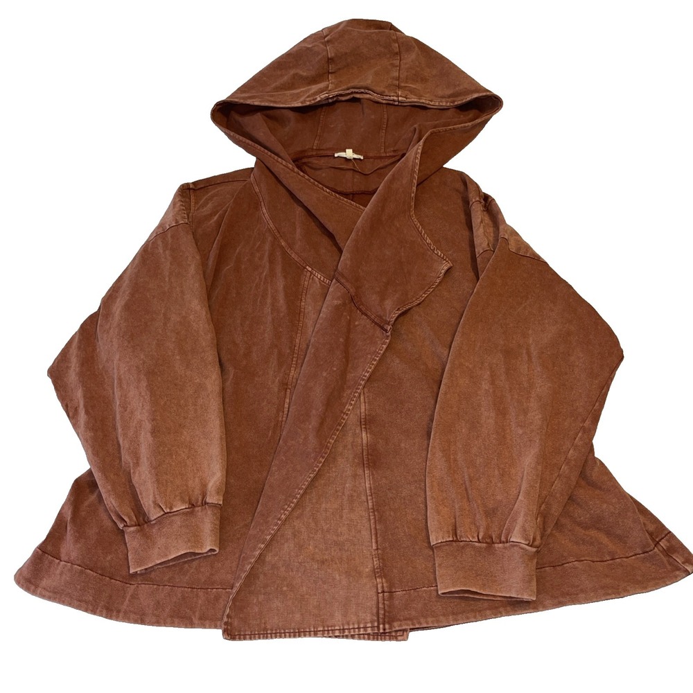 Easel Oversized Coat Cardigan Large Rust Hooded Boho Jacket Cozy Cabin Cottage